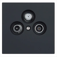 Розетка TV+FM+SAT Φ9.5mm проходная с накладкой, цвет Черный матовый (soft touch) Jasmart FD6207PBM