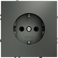 Розетка с заземлением 16А Voltum S70 титан Soft touch пластик (VLS0401M + VLS000606)