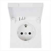 Розетка SCHUKO© с крышкой и защитными шторками 16A 250V~ 2P+T, цвет Белый матовый (soft touch) Jasmart FD5505PWM