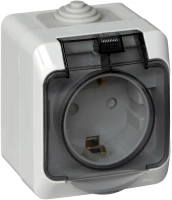 Розетка с заземлением со шторками 16А Systeme Electric Etude, серый PA16-044C
