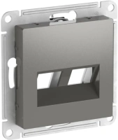 Накладка двойная Systeme Electric AtlasDesign для информационных функций типа Keystone, СТАЛЬ ATN000990