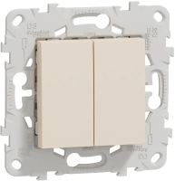 Переключатель 2-клавишный 2 х схема 6 10 AX 250 В Unica NEW Schneider Electric бежевый NU521344