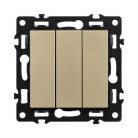 Трехклавишный выключатель 10А/250В Золотой бархат Brionilux серия G Plast (GP710GD)