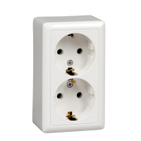 Розетка двойная с заземлением 16А Systeme Electric Hit, БЕЛЫЙ RA16-238I-B