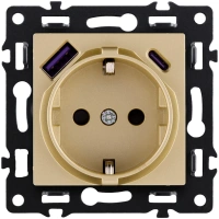 Розетка штепсельная SCHUKO 16A/250 В с USB A+C 20W, золотой Kollinger Asthetik AS-016GD