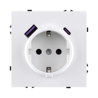 Розетка штепсельная  16A/250 В с USB A+C 20W, белый бархат Brionilux серия Z (ZG016WH)