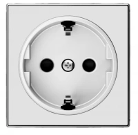 Розетка 220v c/з и шторками стекло белое ABB Sky Niessen 2CLA818800A1001|2CLA858800A2101