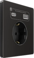 Розетка С/У с ЗК и зар.устр.USB А+С 20Вт (250В, 16А, защит.шторки), Полярная ночь Systeme Electric Infinity (FSE001032)