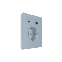 Розетка С/У с ЗК и зар.устр.USB А+С 20Вт (250В, 16А, защит.шторки), Стальное небо Systeme Electric Infinity (FSE001132)