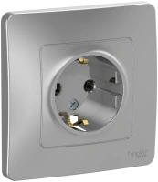 Розетка скрытой установки с заземляющим контактом без шторок 16A 250В Systeme Electric Blanca BLNRS001013, Алюминий