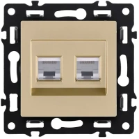 Розетка двойная Ethernet RJ45 Cat.6, золотой бархат Brionilux серия G Plast (GP018GD)