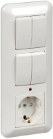 Блок розетки с выключателем Systeme Electric Blanca С/У с зазем. + 2-клав. + 2-клав, БЕЛЫЙ, опт.уп. BK2VR-008B-B