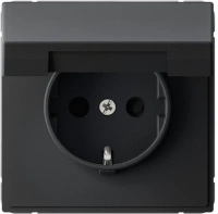 Розетка с заземлением со шторками с крышкой, 16А, IP20 Systeme Electric ArtGallery, карбон GAL001046