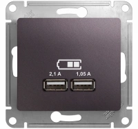 Розетка USB A+A 5В/2,1А 2х5В/1,05А механизм Systeme Electric Glossa, сиреневый туман GSL001433