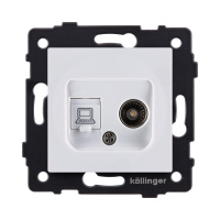 Розетка двойная TV (мама) + RJ45 Cat.5, белый Kollinger REA-012WH для Aspekt, Eleganz, Reflex