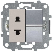 Розетка с выкл. 1-клав. серебряный ABB Zenit 2CLA210100N1301|2CLA213501N1301|2CLA227190N1001