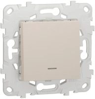 Выключатель 1-клавишный с подсветкой схема 1а Unica NEW Schneider Electric бежевый NU520144N