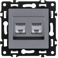 Розетка двойная Ethernet RJ45 Cat.6, серый бархат Brionilux серия G Plast (GP018GY)