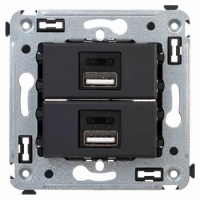 USB зарядка2 порта тип А 2100х2 mA черная матовая DKC Avanti 4412543