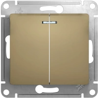 Выключатель 2-клавишный с подсветкой схема 5а 10AX Systeme Electric Glossa, титан GSL000453