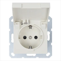 Розетка SCHUKO© с крышкой и защитными шторками 16A 250V~ 2P+T, цвет слоновая кость Jasmart G5505V