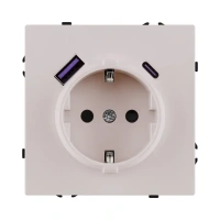Розетка штепсельная  16A/250 В с USB A+C 20W, кашемир бархат Brionilux серия Z (ZG016CM)