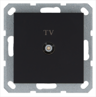 Розетка TV Φ9.5mm проходная с накладкой, цвет черный матовый (soft touch) Jasmart G6002PB