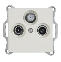 Розетка TV+FM+SAT Φ9.5mm проходная с накладкой, цвет слоновая кость Jasmart G6207V
