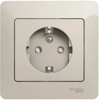 Розетка Systeme Electric Glossa с заземлением со шторками, 16А, в сборе, МОЛОЧНЫЙ GSL000944