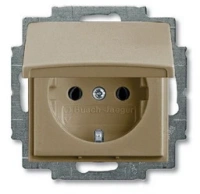 Розетка 220v с крышкой шампань ABB Basic 55 2CKA002018A1498