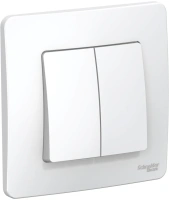 Двухклавишный выключатель (cх.5) скрытой установки 10А 250В Systeme Electric Blanca BLNVS010501, БЕЛЫЙ