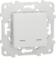 Выключатель 2-клавишный 2 модуля с подсветкой 2 х схема 1а Unica NEW Schneider Electric белый NU521118N