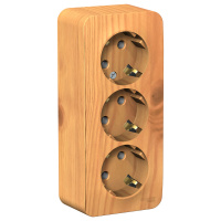 Розетка тройная с заземляющим контактом без шторок с изолирующей пластиной 16A 250В Systeme Electric Blanca BLNRA010315, Ясень