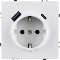 Розетка штепсельная SCHUKO 16A/250 В с USB A+C 20W, белый глянцевый Kollinger Eclipse EC-016WG