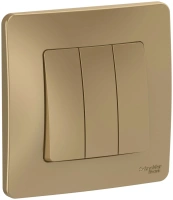 Трехклавишный выключатель скрытой установки 10А 250В Systeme Electric Blanca BLNVS100504, Титан