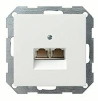 Розетка компьютерная двойная RJ45 6-й кат. GIRA пластик белый глянцевый EPUAE8-8UPOK6 | 0270112