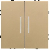 Выключатель 2-клавишный проходной 10А/250В с LED подсветкой, золотой бархат Brionilux серия Z (ZG011GD)