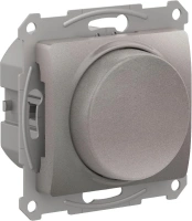 СВЕТОРЕГУЛЯТОР (диммер) Systeme Electric Glossa поворотно-нажимной, LED, RC, 400Вт, мех.,  ПЛАТИНА