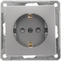 Розетка с заземлением со шторками 16А Systeme Electric W59, матовый хром RS16-152-5-86