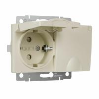 Розетка двойная влагозащ. с зазем. с защит. крышками и шторками слоновая кость Werkel Встраиваемые механизмы слоновая кость W1172203