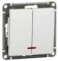 Выключатель 2-клавишный с подсветкой Systeme Electric W59, БЕЛЫЙ VS510-251-1-86