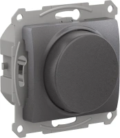 СВЕТОРЕГУЛЯТОР (диммер) Systeme Electric Glossa поворотно-нажимной, LED, RC, 400Вт, мех.,  ГРАФИТ