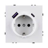 Розетка штепсельная  16A/250 В с USB A+C 20W, белый глянцевый Brionilux серия Z (ZG016WG)