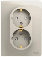 Розетка двойная Systeme Electric Glossa с заземлением со шторками, 16А, в сборе, МОЛОЧНЫЙ GSL000926