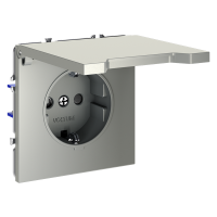 Розетка с заземлением с защитными шторками с крышкой Voltum S70 пластик сталь Soft touch 16А (VLS040305)