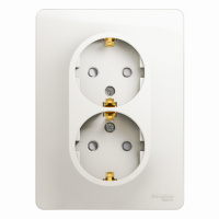 Розетка двойная с заземлением со шторками 16А Systeme Electric Glossa, перламутр GSL000626