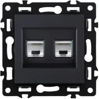 Розетка двойная Ethernet RJ45 Cat.6, черный бархат Brionilux серия G Plast (GP018BK)