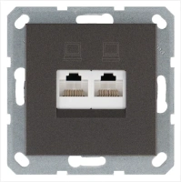 Интернет-розетка RJ45 двойная с накладкой 6 категория, цвет Мокко Jasmart G6108Z