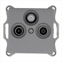 Розетка TV+FM+SAT Φ9.5mm проходная с накладкой, цвет Алюминий Jasmart G6207S