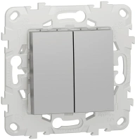 Переключатель 2-клавишный перекрестный 2 x схема 7 10 AX 250 В Unica NEW Schneider Electric алюминий NU521530